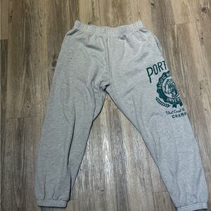 Gray Sweatpants with Green Print